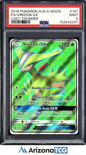 Pokemon 2018 Virizion GX 197/214 Full Art Lost Thunder PSA 9