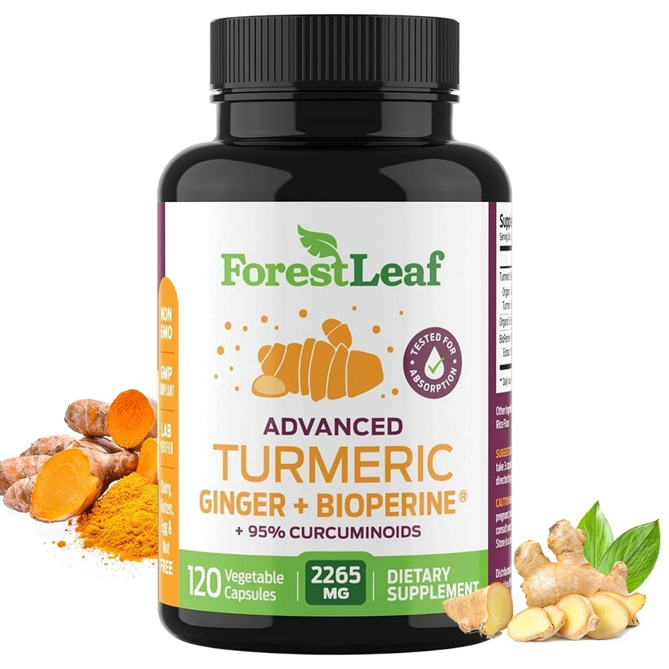 Alta dosis de curcuma curcumina con jengibre 2100 mg, sin gluten, para la salud de las articulaciones