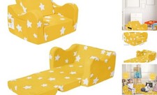 Toddler Couch, Kids Couch for Toddler Fold Out, 2-in-1 Convertible Kid Yellow