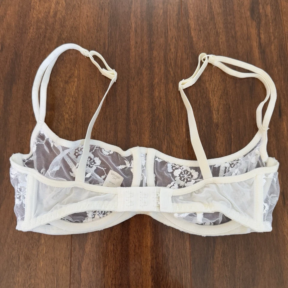 Бюстгальтер на косточках Victoria's Secret чистый кружевной белый цветочный 34C Y2K винтажный 04/99 - Изображение 2 из 4