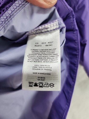 COLUMBIA Kids 6/6x Purple Hooded Windbreaker Full Zip Jacket - Picture 9 of 16