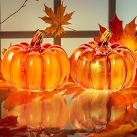 Herbstdeko KüRbis Deko Mit LED Licht 2 StüCk Laterne FüR Herbstdekoration
