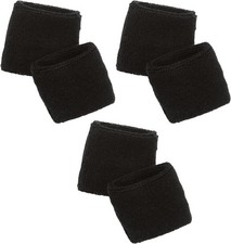 Unisex 3-pack Cotton Terry Wrist Sweatbands - Black for Comfort and Dryness