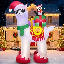 5FT Christmas Inflatables Outdoor Decorations Alpaca Blow up Llama Penguin with