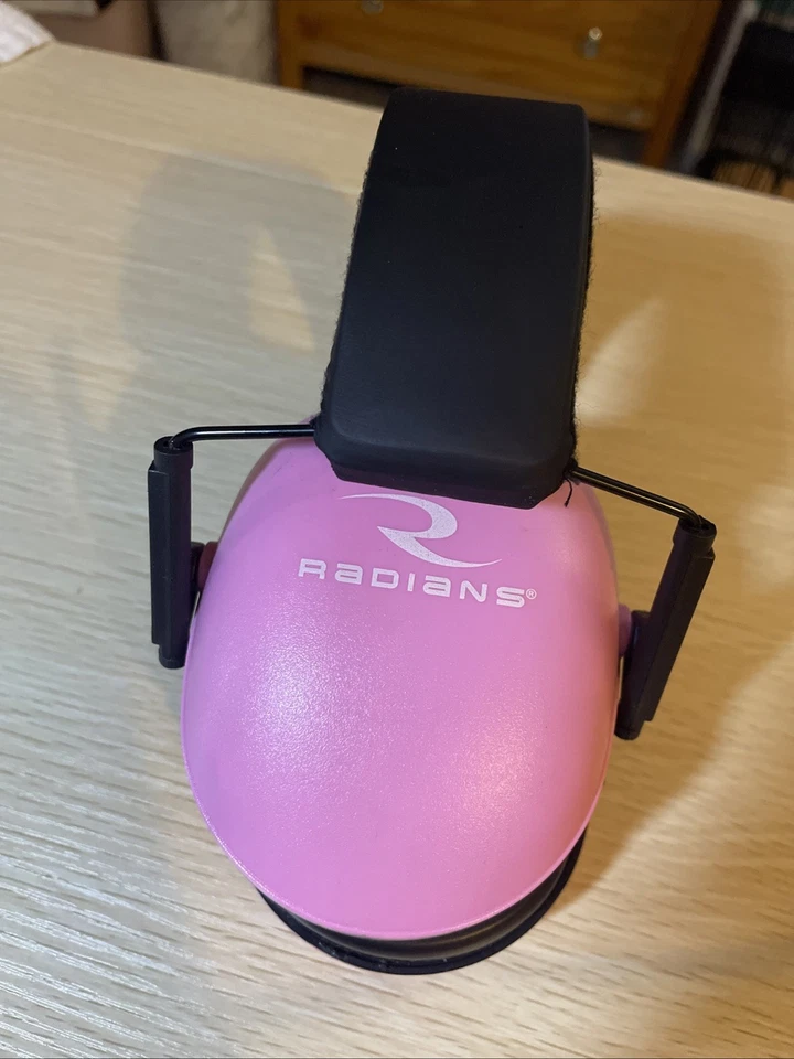 Juego de orejeras bajas Radians rosa/negro NRR 21 diadema ajustable que absorbe la humedad Foto 3 de 3