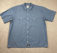 Dickies Shirt Mens Size 2XL Blue Chambray Button Down Short Sleeve Workwear VTG