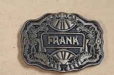 Vintage Oden Inc. "Frank" Brass Belt Buckle ~ 3" x 2.25"