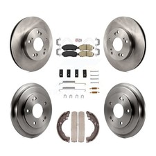 Front Rear Disc Brake Rotors Ceramic Pads And Drum Kit (7Pc) For Honda Civic
