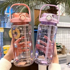 2000Ml Large Capacity Plastic Water Cup With Straw Scale Students High 53