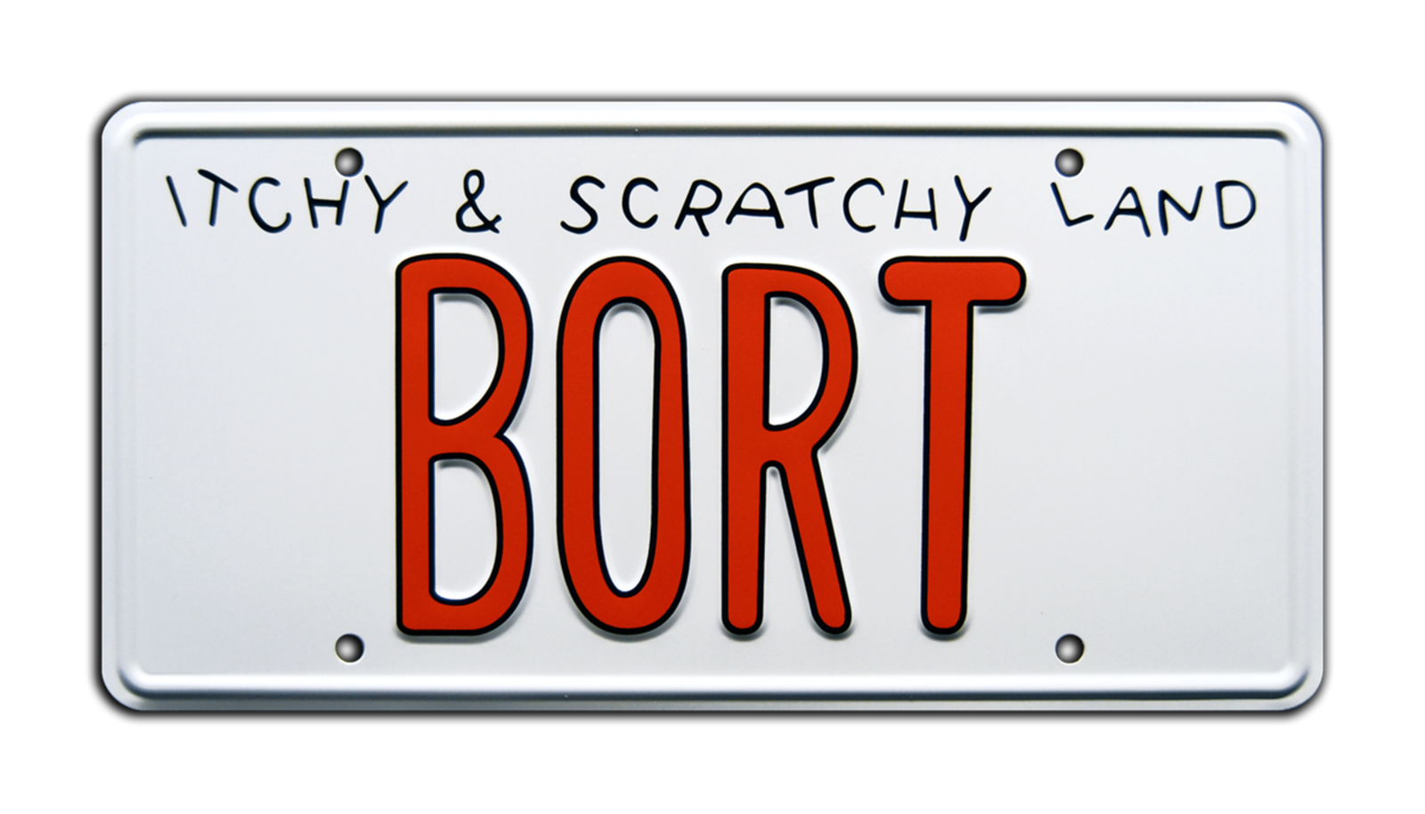 Simpsons BORT License Plate Vinyl Die Cut Sticker Itchy Scratchy Land