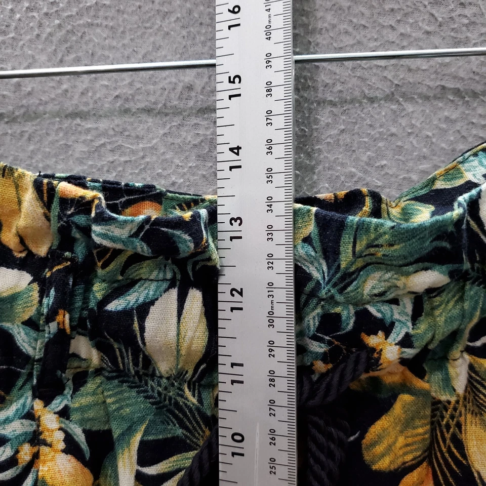 Pantalones Cortos para Mujer a.n.a Grandes Azul Verde Floral Mezcla de Lino Bolsa de Papel Cordón Foto 4 de 4