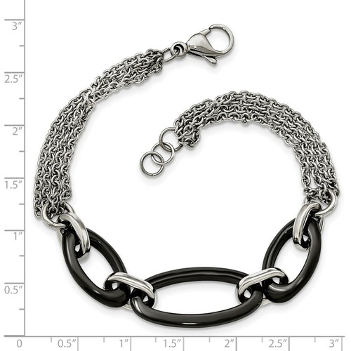Stainless Steel And Black Ceramic Polished Bracelet - Picture 5 of 5