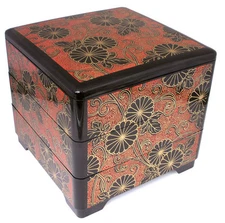 Japanese Stack Bento Box Lunch Container 3-Tier Kiku Chrysanthemum Made in Japan
