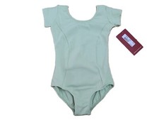 NWT Mirella Girl's Princess Seam Cap Sleeve Dance Leotard Seafoam Green 6X-7