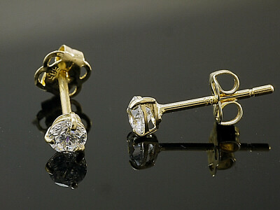 585 Gold  Ohrstecker  mit 3 Krappen 1 Paar 3 mm Grösse mit  Zirkonia Steinen
