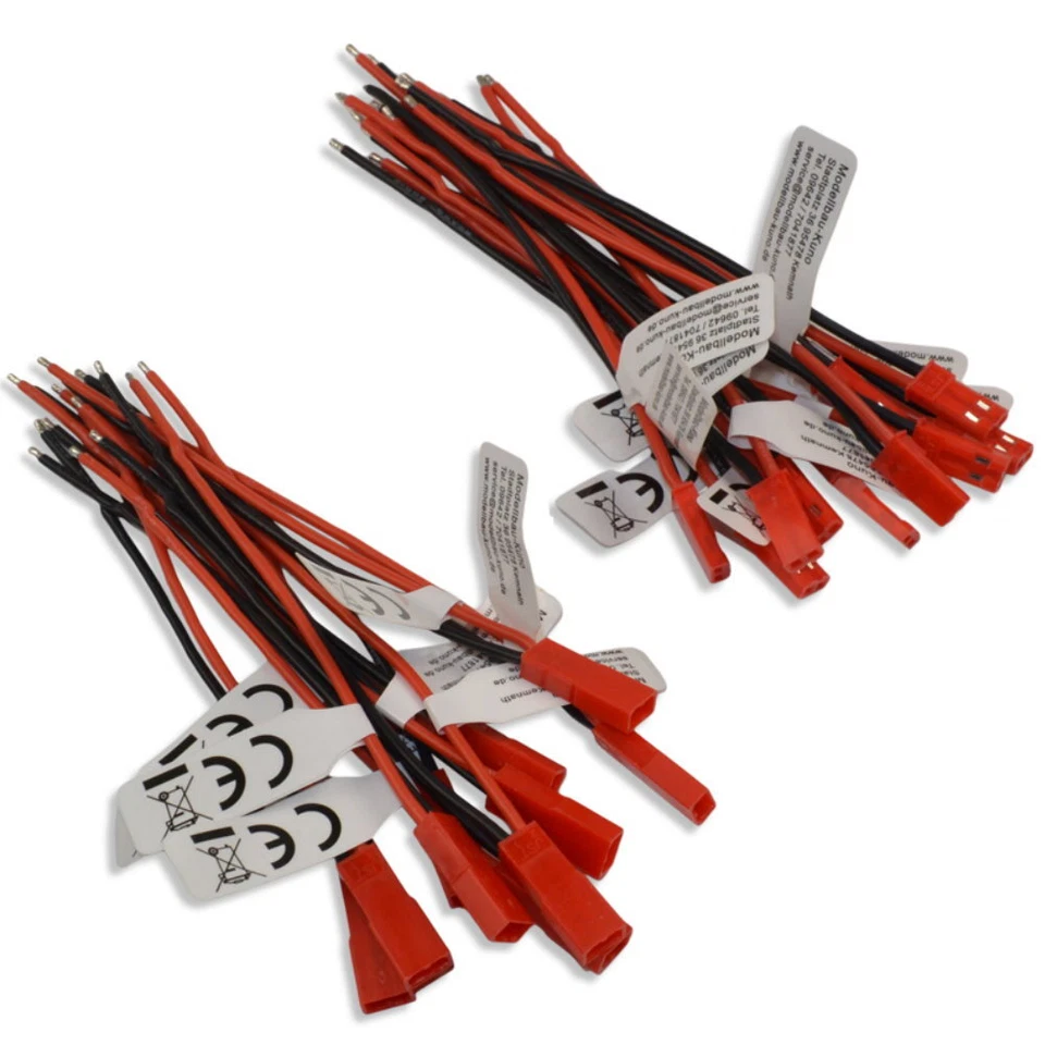 JST BEC Stecker/Buchse AWG20 Silikon-Kabel 10 15 20 30cm 2 Pin 7,4v Lipo Akku - Bild 1 von 1
