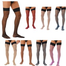 Mens Thigh High Stockings Seamless Long See Through Socks Underwear Sliky Tights