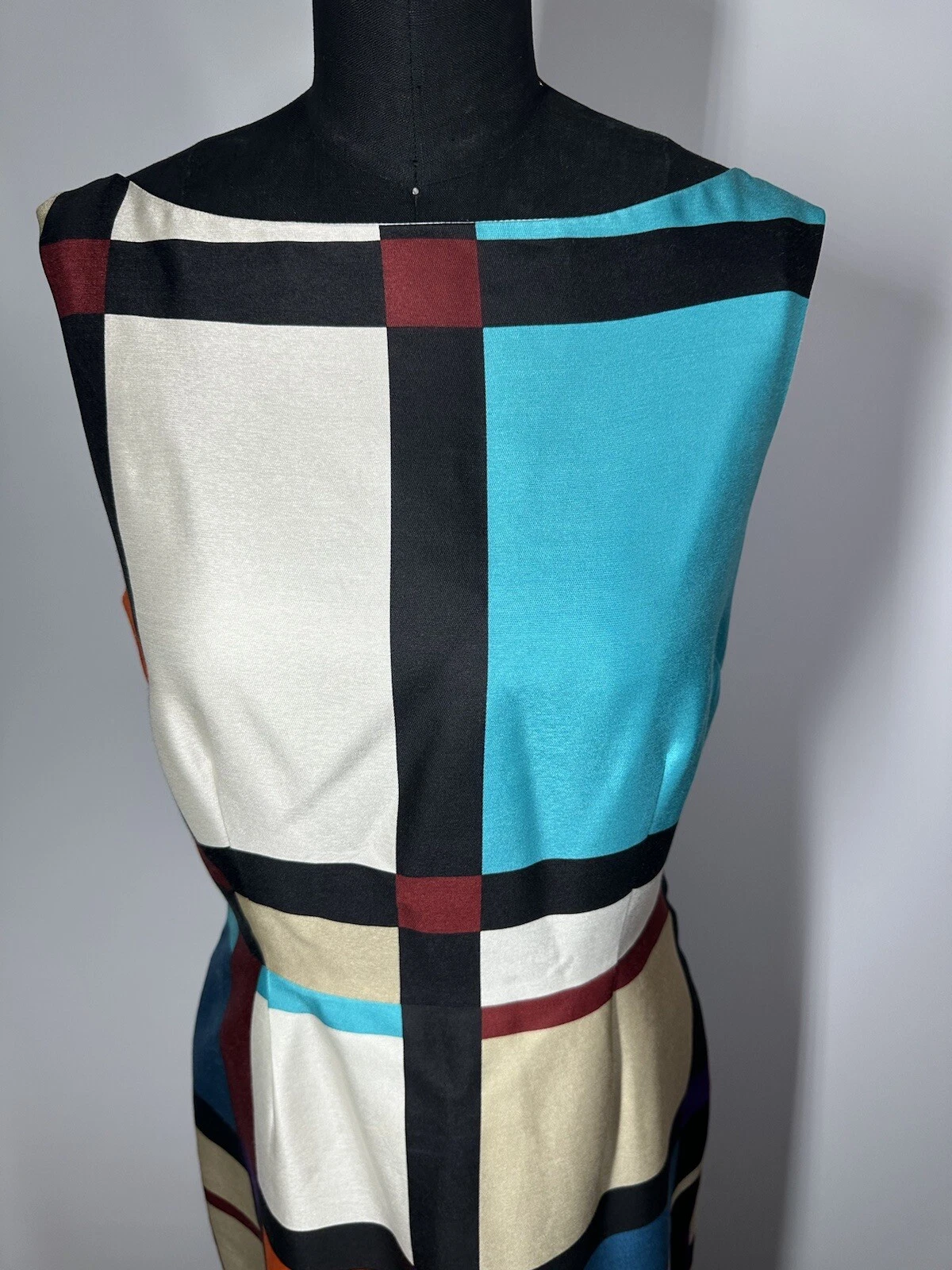 Abito Kate Spade New York Purdy in seta blu taglia 6 tubino color block