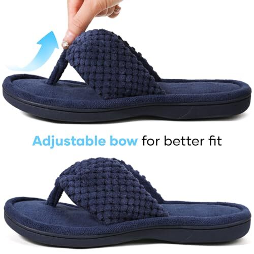 Women's Popcorn Flip Flop House Slipper with Memory Foam 9-10 Navy - Picture 6 of 7