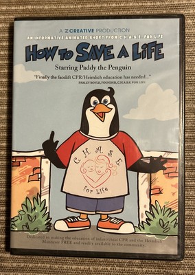 How to Save a Life Paddy the Penguin Heimlich CPR Education for Kids DVD Sealed