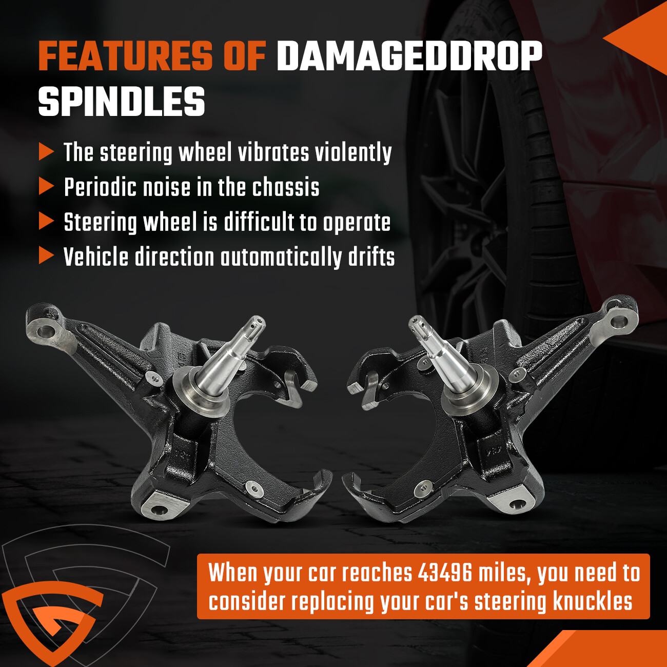 2.5 Front Drop Spindle Lowering Kit w/ 1 Rotor For 1973-1987 Chevy