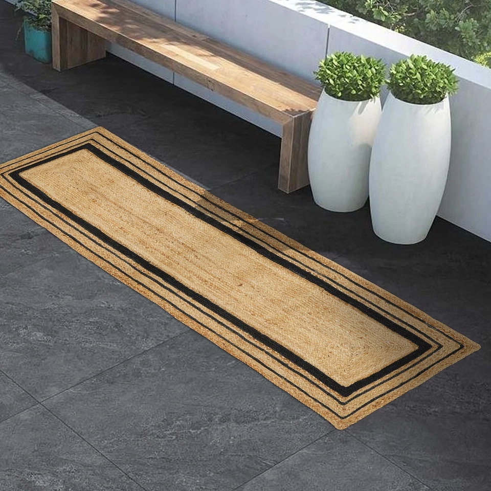 Indian Kilim Stair Runner Vintage Hadnwoven Hemp Jute Rug Reversible Kitchen Mat - Image 4 of 4