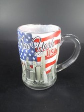 New York Bierglas Beer Skyline Freedom Tower Wolkenkratzer Chrysler Flagge