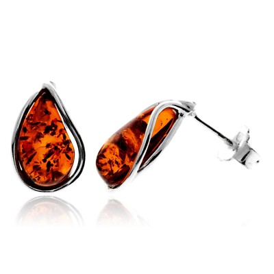 Orecchini A Goccia In Argento 925 Con Vera Ambra Baltica – SilverAmber – Colore Cognac, Verde O Limone - 4