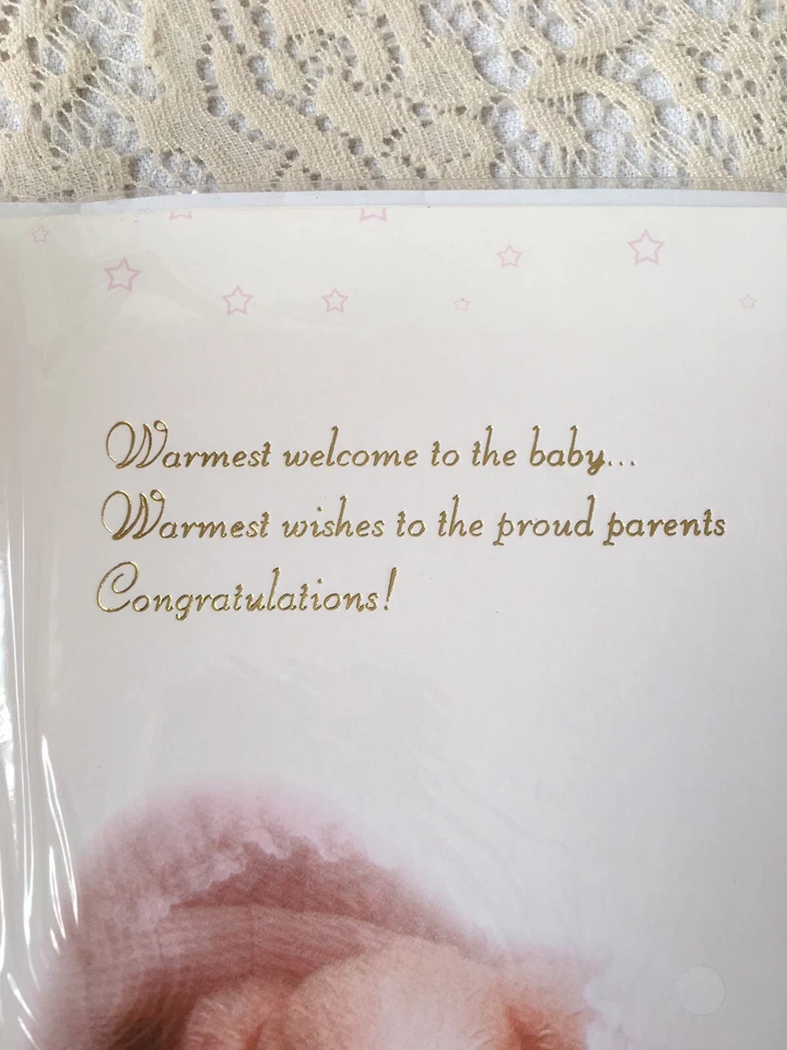 Tarjeta de felicitación musical Baby Shower llegada de recién nacido oso de peluche corazones padres Foto 3 de 3