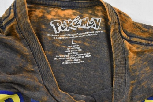 Pokemon Womens Pikachu Black Mineral Washed Semi-Burnout Soft T-Shirt New S-2XL - Picture 5 of 5