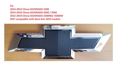 Chrome Black Front Only Bowtie Emblems 2014-2015 Silverado Sierra - Foto 6