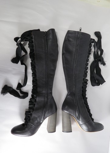 BOTAS HASTA LA RODILLA CHLOÉ DE CUERO CON CORDONES EN NEGRO EE. UU. 7/EUR37 - Imagen 11 de 23