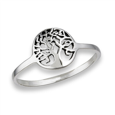 Oxidized Filigree Tree Of Life Ring - .925 Sterling Silver Band, Sizes 4-9 Available