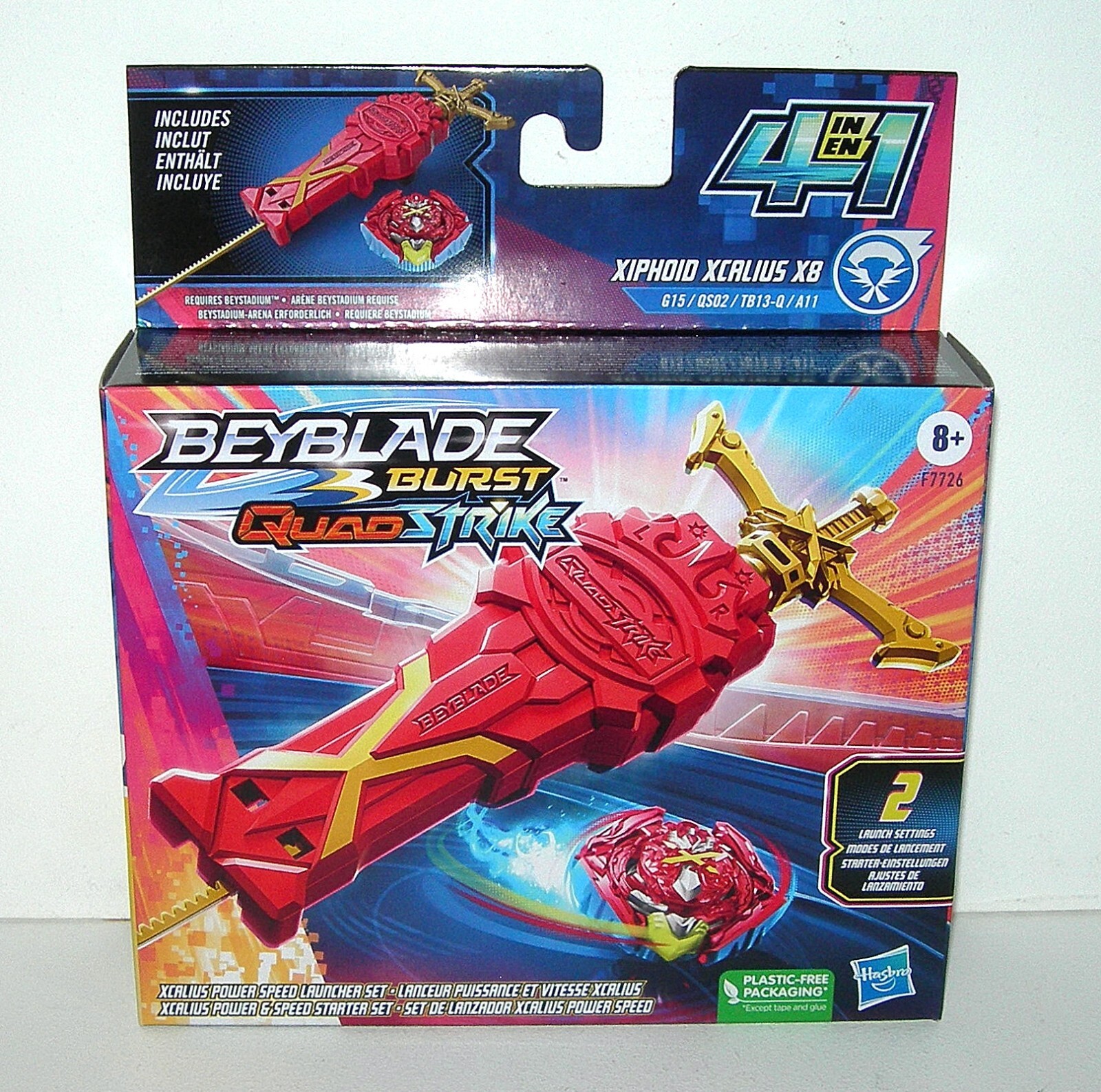 Beyblade Burst Quadstrike Xiphoid Xcalius Power Speed Launcher Set - NICP