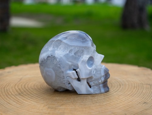Geode Agate Crystal Skull - Large Hand Carved 4.5" Reiki Chakra Healing RARE - Picture 3 of 10