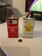 2 Vintage 4fl Oz Cans SEARS HOUSEHOLD OIL/BEGA SEWING MACHINE OIL Advert pre1974