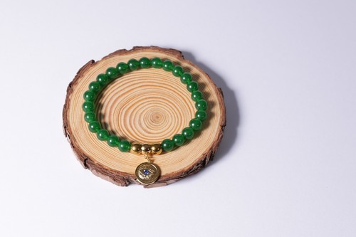 Medaglia Pulsera Para Mujeres Cuentas Calcedonia Verde Hermatita Ojo Suerte - Foto 5 di 5