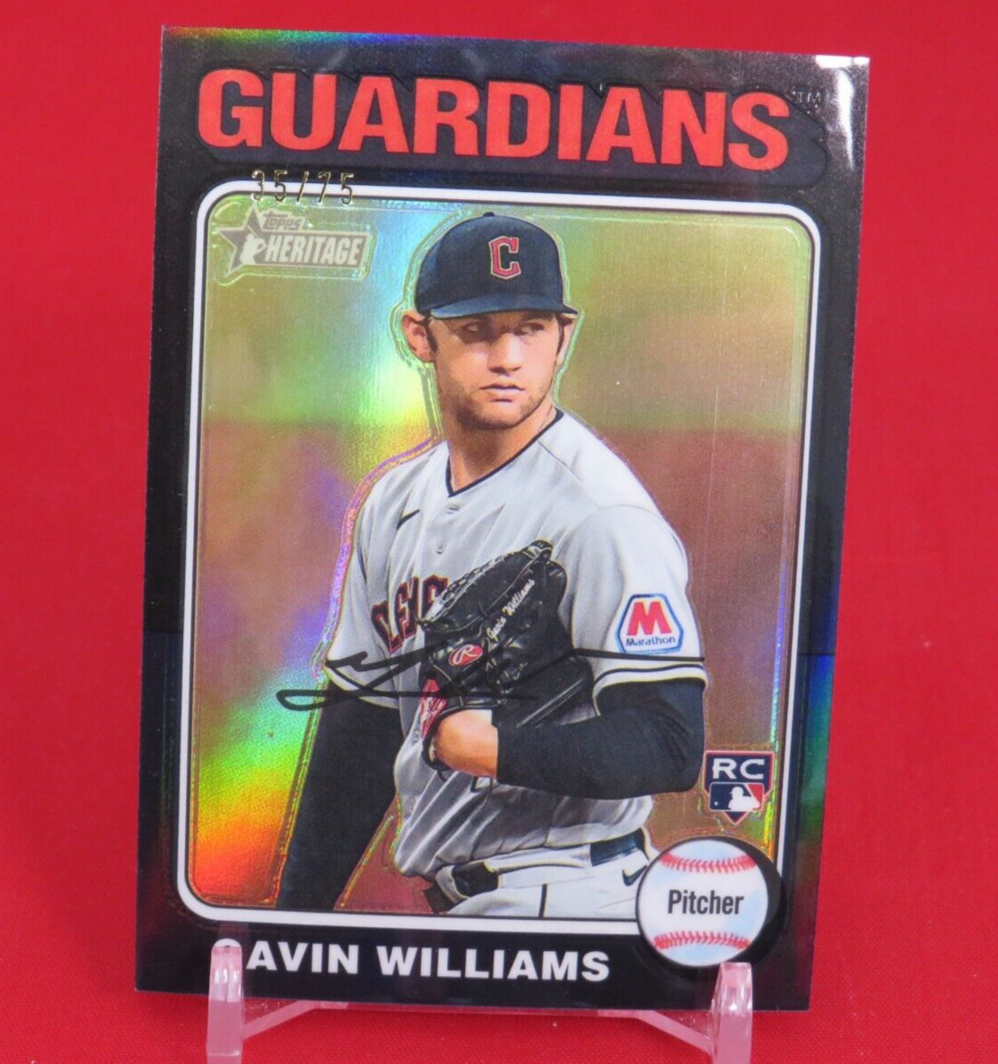 Gavin Williams BLACK Chrome Refractor /75 RC 2024 Topps Heritage