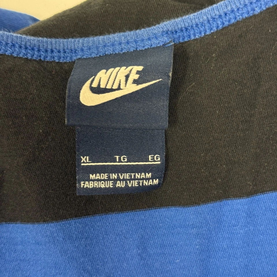 Vtg 80 90's Nike Blue Stripe Tank Top Yellow Spell Out Workout Gym Muscle Shirt - Image 4 of 4