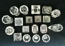 19 Lot  Salt Dishes  Antique Vintage Assorted Clear Cut Pressed Glass Open Salts