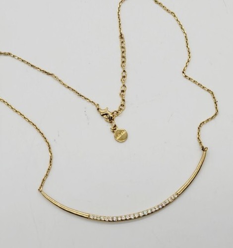 Stella & Dot Gold Tone Curved Bar Rhinestone Necklace 18 in - Picture 7 of 7