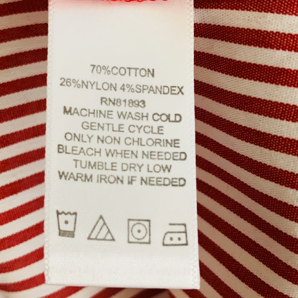 Top Isaac Mizrahi Live para mujer talla 16 rojo blanco a rayas con volantes delanteros abotonados Foto 4 de 4