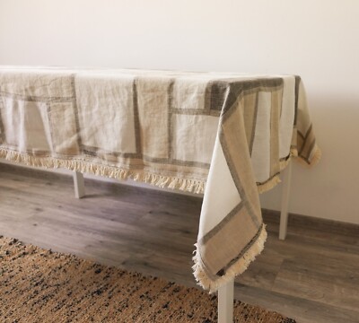 Patchwork Linen Tablecloth 120cm x 190cm