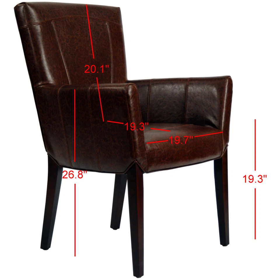 SAFAVIEH Ken Leather Arm Chair | Brown | - Image 4 of 4