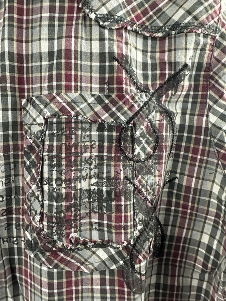 Vintage Guess Jeans Men’s Multicolor Plaid Western Button-Down Shirt Size Large - Image 3 of 4