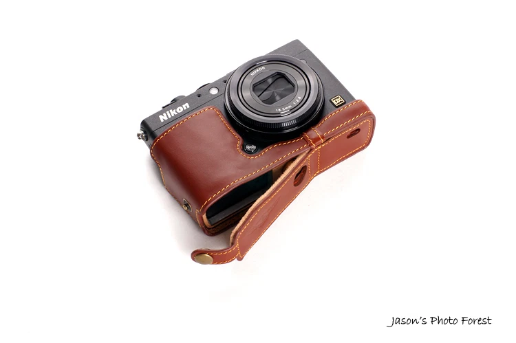 Genuine real Leather Full Camera Case bag Cover for Nikon Coolpix A Bottom Open - Image 4 of 4