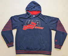 USA Hockey Hoodie Jersey Mens Medium Old Time Hockey Sweatshirt Fleece Pocket
