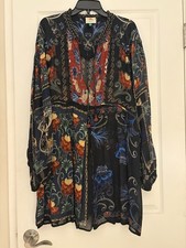 Rare FARM RIO Tropical Tunic Top Dress Sheer Brazilian Squirrel Print EUC Large