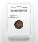 1901 Indian Head Cent AU50 ANACS Clashed Dies *3427
