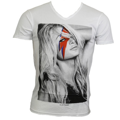 T-Shirt Damen mit V-Ausschnitt Eleven Paris Paris Hilton weiß, NEU